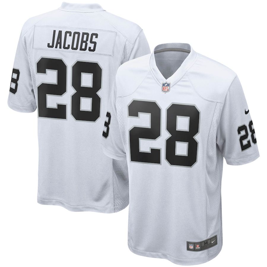 Men Oakland Raiders #28 Josh Jacobs Nike White Game NFL Jersey